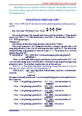 500 Bài tập Toán chọn lọc Lớp 5 cơ bản và nâng cao